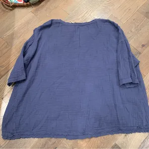 Free People COPY - All Set Gauze Layered Fringe Slouchy Relaxed Blouse Top Size… thumbnail 4