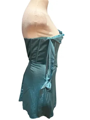 Oh Polly! Off Shoulder Corset Mini Dress in Teal Size 0 NWT thumbnail 7