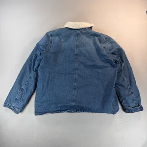 J.Crew Jeans Denim Sherpa Lined Jacket Blue Medium Wash Snap Front Womens Large thumbnail 7