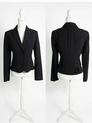 Laundry By Shelli Segal Black Lace-Up Back Blazer thumbnail 2