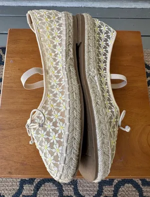 Madden Girl Summer Daisy Floral Lace Mesh Mary Jane Espadrille Flats Shoes~9 thumbnail 3