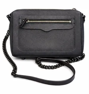 Rebecca Minkoff Avery Crossbody Bag Black Saffiano Leather‎ Gunmetal Chain OS thumbnail 1