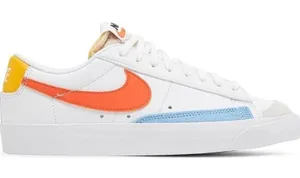 Nike Size 10 Blazer‎ Sneakers 77 Low White Orange Leather Retro 2021 DC4769-105 thumbnail 1