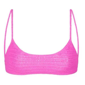 Skims Crochet Swim Scoop Bikini Top NWT Taffy Pink Women's Size Large thumbnail 2