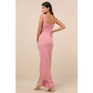 NWT Lulus Immaculate Excellence Pink Sleeveless Ruffled Tulip Maxi Dress Party L thumbnail 3
