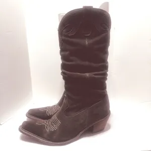 Steve Madden Womens Brown Suede Slouchy Western Cowboy Boots Pointed Toe 8.5 thumbnail 2