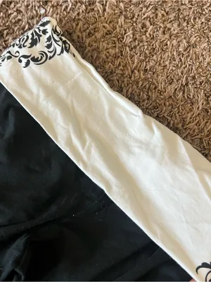PINK Victoria's Secret Black Leggings with White Decorative Waistband thumbnail 6