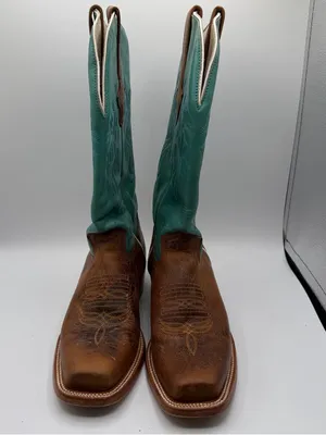 J.B. Dillon Womens 7.5B Turquoise Brown Leather Western Cowboy Boots USA thumbnail 2