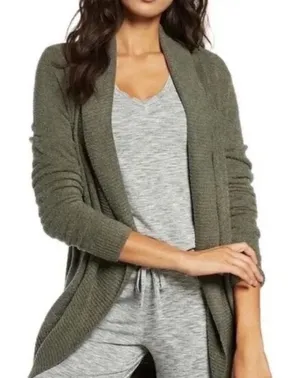 Barefoot Dreams CozyChic Lite Circle Cardigan‎ Olive Green Shawl Collar L/XL thumbnail 1