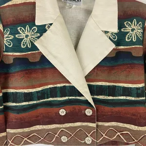 Vintage 80’s Banjo Western Southwestern Boho Cropped Blazer Women’s Size Medium thumbnail 3