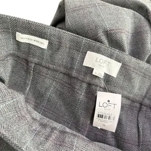 Loft High Rise Wide Leg Gray‎ Sailor Plaid Pants Womens 12 Academia Preppy Office NEW thumbnail 2