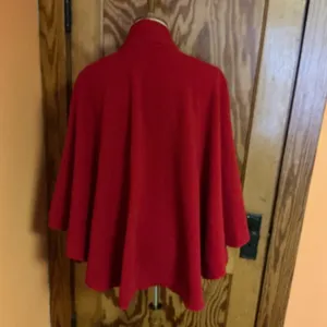 Vintage 90s Red Fleece Cape Jacket Le Moda Oversized Shawl Collar Poncho Coat thumbnail 12