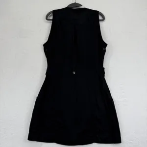 Free People Desert Daylight Utility‎ wrap mini dress Black Tencel Size M no belt thumbnail 7