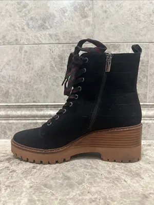 Vince Camuto Debsen Suede Lug Sole Boots Size 8.5 Euro 39 Black thumbnail 7