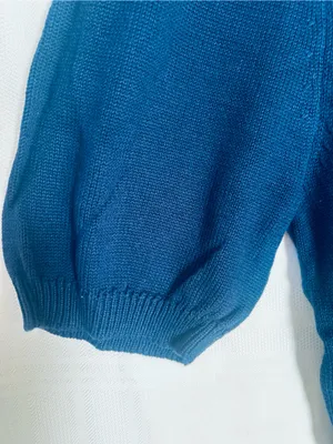 Navy Short Sleeve Knit lightweight sweater size small. thumbnail 4