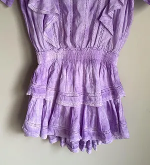 LoveShackFancy Natasha Ruffled Sleeve Tie Dye Mini Dress Small thumbnail 5