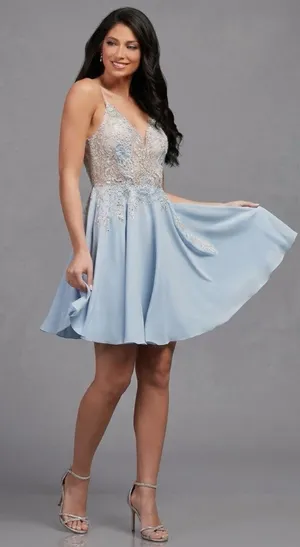Rated PG PromGirl Homecoming Mini Dress Blue size 0 Beaded Lace Feminine fairy thumbnail 1