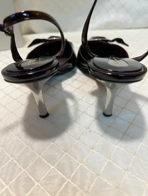 GCI Collezione Vespera Wine Milled Patent Leather sling back heels. Size 7.5 thumbnail 8