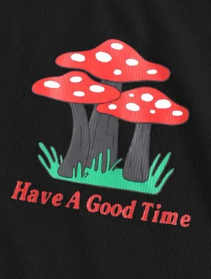 Mushroom Crop Top Black thumbnail 3