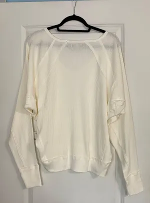 Free People NWT White Santa Clara Thermal Top thumbnail 6