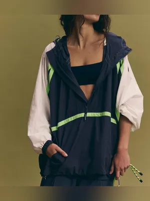 NWT Free People FP Movement Care FP Like The Wind Logo Jacket - midnight navy- M thumbnail 7
