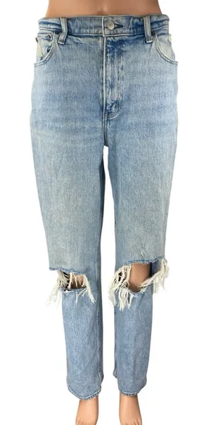 Abercrombie & Fitch The 90s Ultra High Rise Blue Distressed Denim Jeans Size 29 thumbnail 1