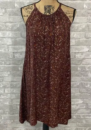 Maurices Brown Floral High Neck Dress thumbnail 1