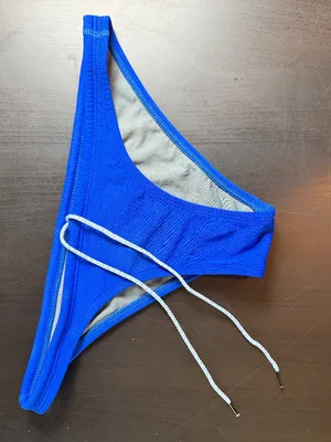 JOLYN Jo Lyn Bright Cobalt Blue Drawstring Swim Bikini Bottoms Size Medium thumbnail 1