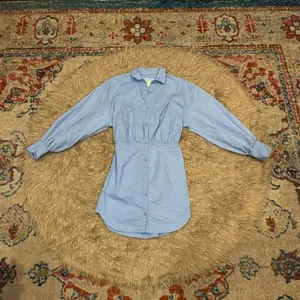 Maeve Long-Sleeve Poplin Mini Shirt Dress by Anthropologie XS thumbnail 2
