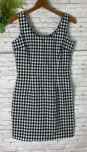 Vintage Black and White Gingham Sheath Mini Dress thumbnail 1