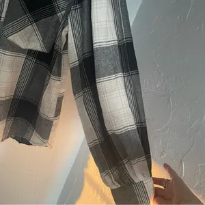 Sanctuary Anthropologie Black‎ and White Plaid Balloon Sleeve Button Down Shirt thumbnail 3