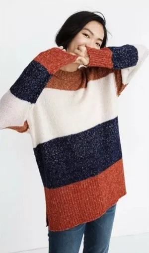 Madewell S Striped Baxter Tunic‎ Sweater Oversized Alpaca Blend Knit Crewneck thumbnail 1