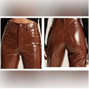 NWT A & F The 90’s Straight Ultra High Rise Patent Leather 90s Straight Leg thumbnail 7