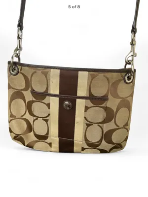 Coach Khaki and Brown Signature Canvas Crossbody Bag thumbnail 5