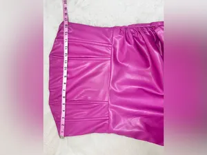 eesome Strapless Faux Leather Mini Dress in Fuchsia Pink Size Medium thumbnail 8