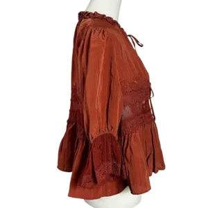 Free People Dainty Ethereal Cottage Forever Young Lace Ruffle Bed Jacket Large thumbnail 5