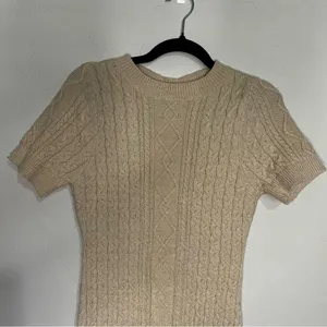 Pol NwT After Hours Cable Knit Tan Short Sleeve Open Back Sweater‎ Dress thumbnail 3