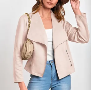 PRETTYGARDEN Women's Faux Suede Jacket Long Sleeve Open Front Cropped Coat thumbnail 1