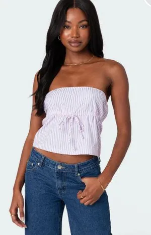 Edikted pinstripe strapless top thumbnail 1
