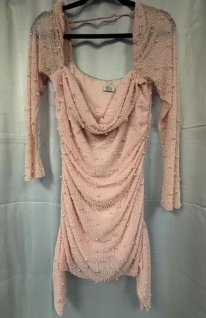 Oh Polly Beautiful beaded pink dress thumbnail 1