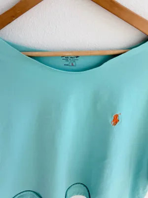 Polo Ralph Lauren Off The Shoulder Light Green Cropped Tee thumbnail 2