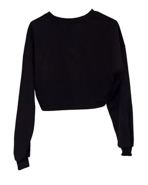 Black Shrug Cutout Long Sleeve Crop Sweatshirt‎ Small Workout Yoga Balletcore thumbnail 1
