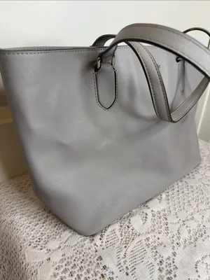 Kate Spade Light gray Saffiano Leather Tote shoulder bag purse thumbnail 4