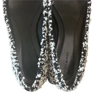 Tory Burch Georgia Boucle Tweed Pointed Toe Flats Black White 9.5 thumbnail 3
