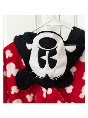 Disney Minnie Mouse Pajama Onesie L Red Black thumbnail 3