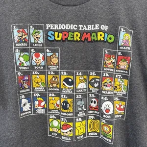 Super Mario Periodic Table Graphic T-Shirt Short Sleeve Tee Size L Casual Gamer thumbnail 2