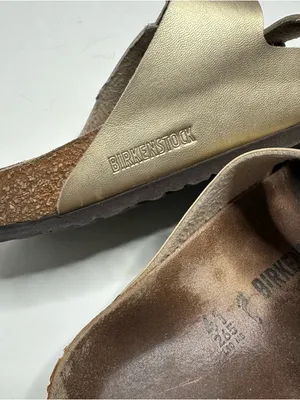 Birkenstock Unisex Arizona BS Birko-Flor Gold Two Strap Sandals Size 41 thumbnail 8