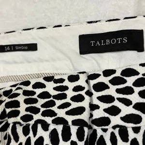 Talbots 14 Dalmatian Print Slim Crop Pants Black‎ White Animal Textured Trouser thumbnail 5