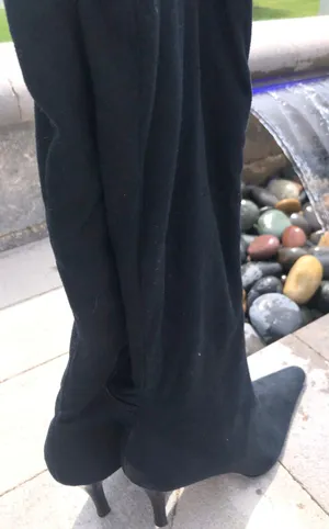 Vintage Thigh High Black Boots Size 9 thumbnail 1