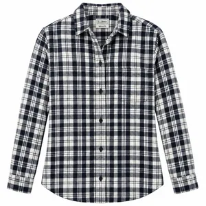 LL Bean Black/White Scotch Plaid Cotton Flannel Button Shirt Relaxed Fit MEDIUM thumbnail 11